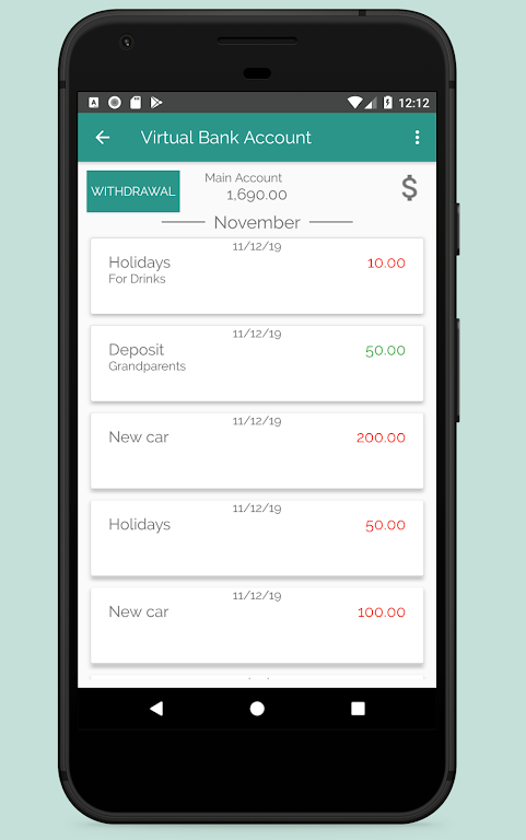 Virtual Bank Account - Piggy bank money saver Screenshot 2 