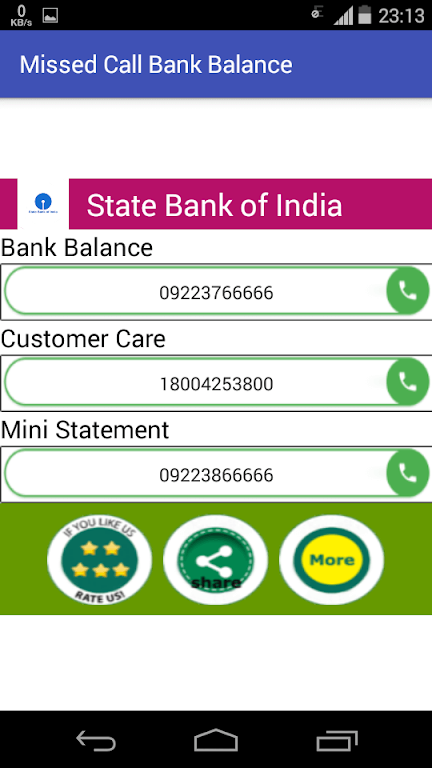 Missed Call Bank Balance Screenshot 2 