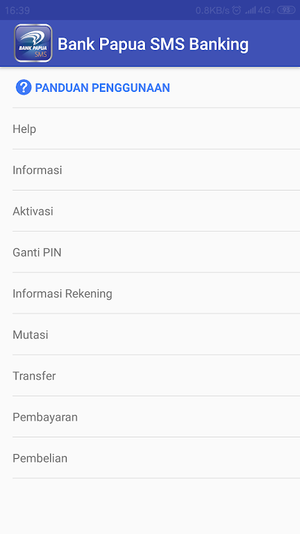 SMS Banking Bank Papua Screenshot 2