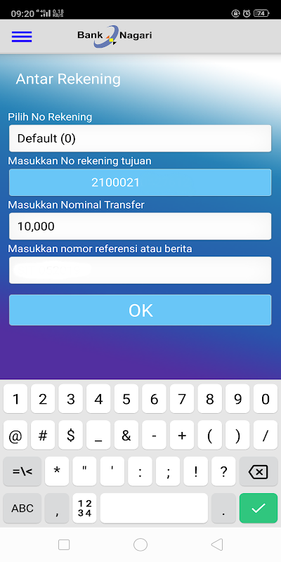 Nagari SMS Banking Screenshot 1