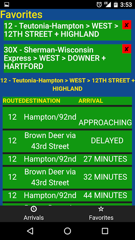 Milwaukee MCTS Bus Tracker Screenshot 2 