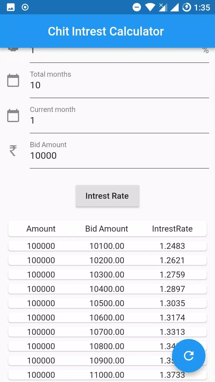 Chit Interest Calc Screenshot 1 