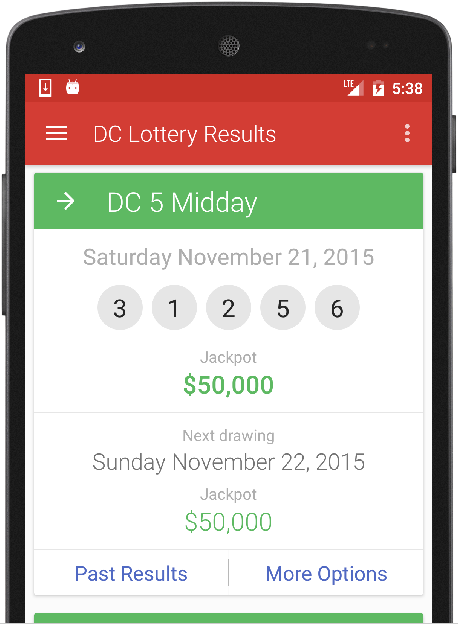 Results for DC Lottery Screenshot 1 