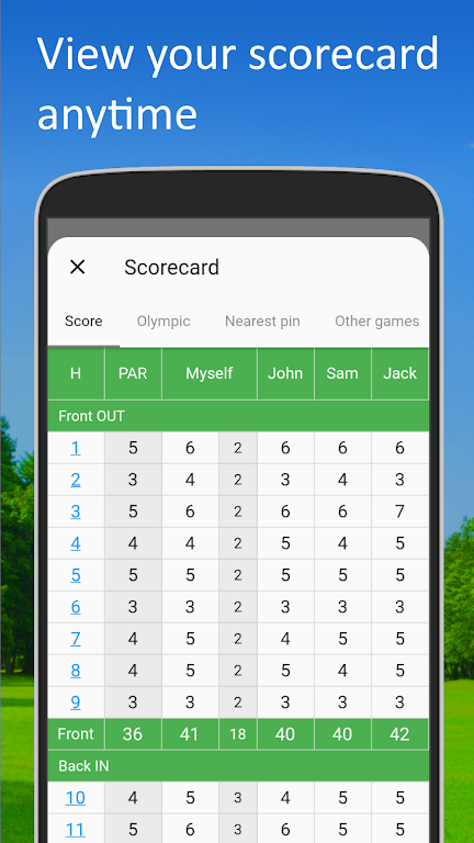 G Score-Golf score & sidegames Screenshot 2 