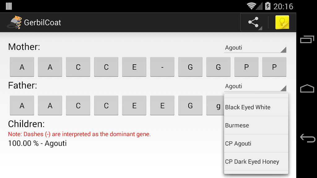 Gerbil Coat Color Calculator Screenshot 2 