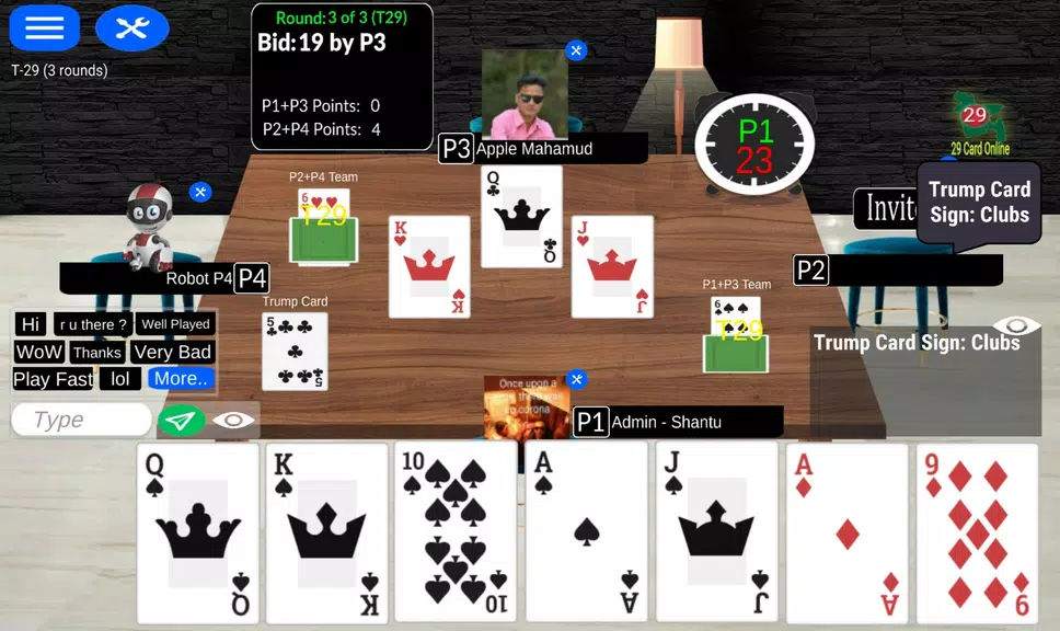 29 Card Online Call Bridge Multiplayer 28 Card Screenshot 2 