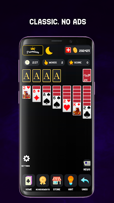 Classic Solitaire - Dark Mode Screenshot 1