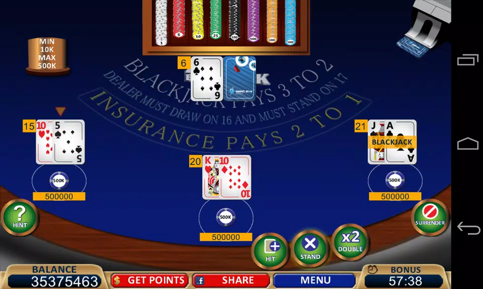 Blackjack 21+ Casino Card Game Screenshot 1 