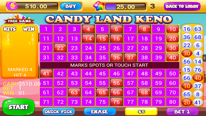 Free Keno Games - Candy Bonus Screenshot 3 