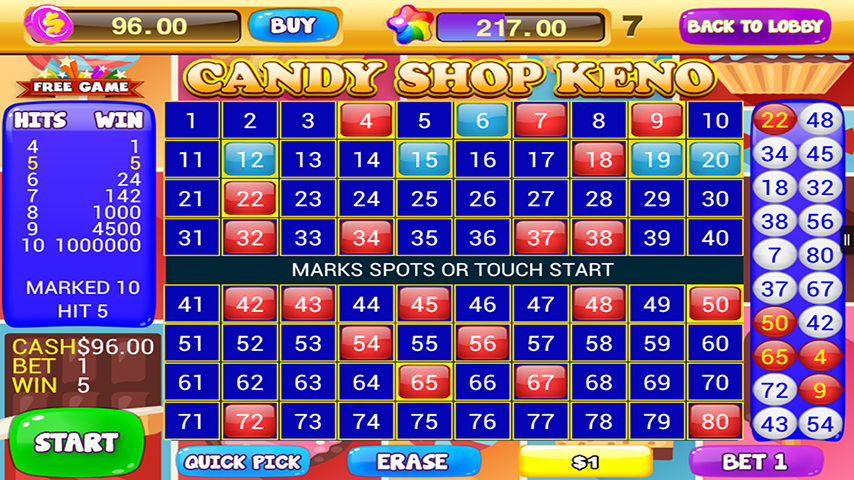 Free Keno Games - Candy Bonus Screenshot 2