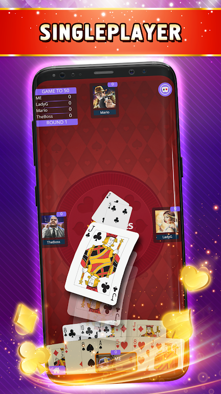 Hearts Offline - Single Player Card Game Screenshot 1