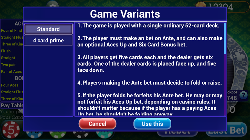 Poker Four Card Screenshot 2 