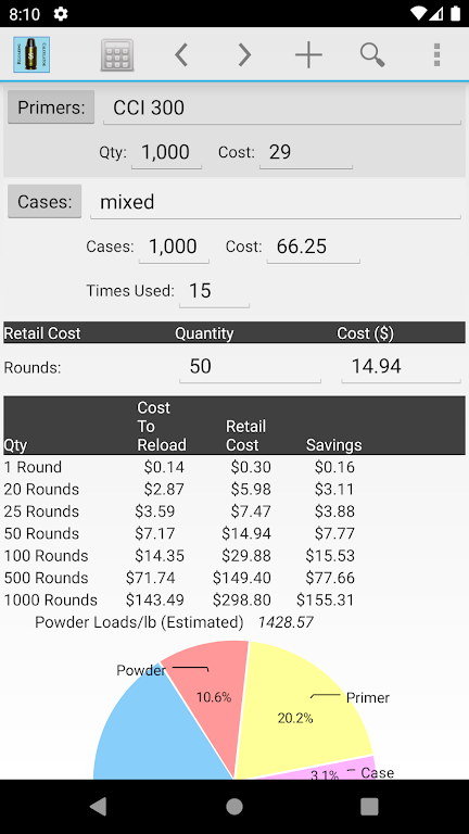 Reloading Calculator - Ammo Screenshot 2