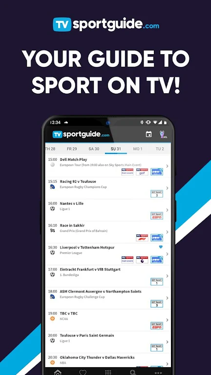 TVsportguide.com - Sport on TV Screenshot 1