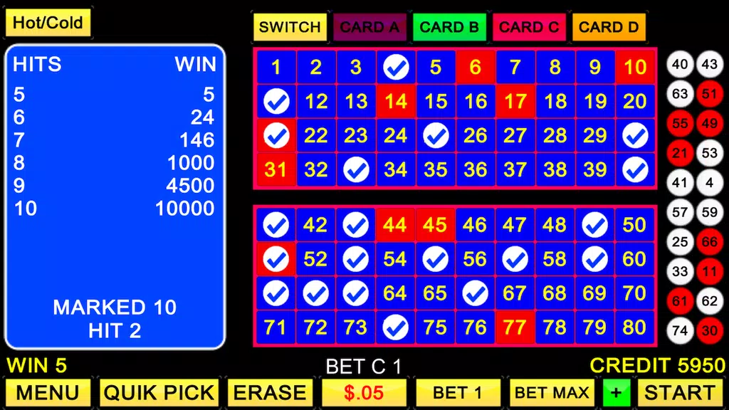 Keno 4 Card - Multi Keno Screenshot 2