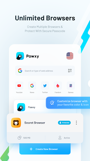 Pawxy - Fast VPN & Web Browser Screenshot 1 