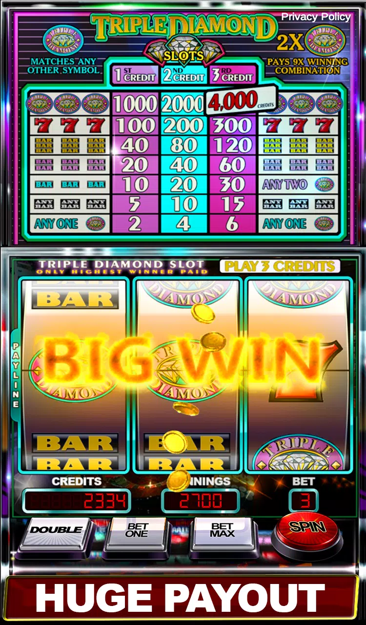 Triple Diamond Slot Machine Screenshot 2