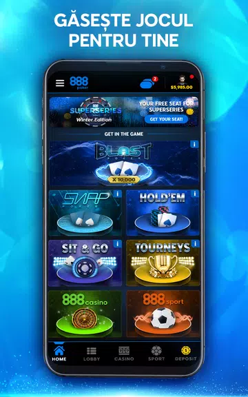 888 Poker - Texas Holdem și poker pe bani reali Screenshot 2 