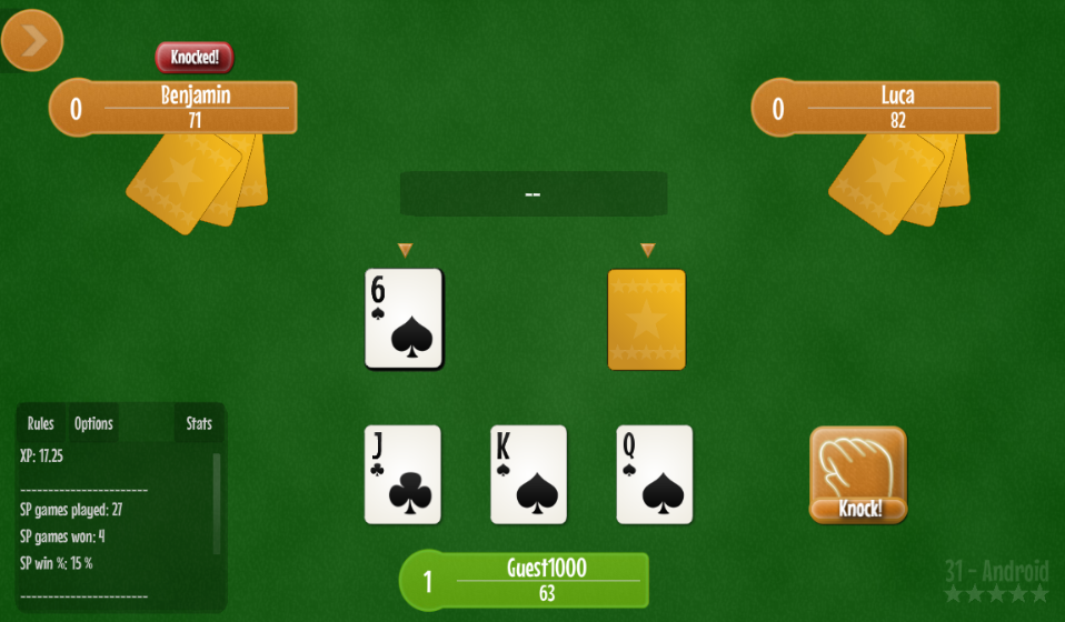 ♣ Thirty one - 31 card game. Screenshot 1 