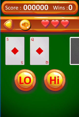 Hi-Lo Card Fast game Screenshot 1 