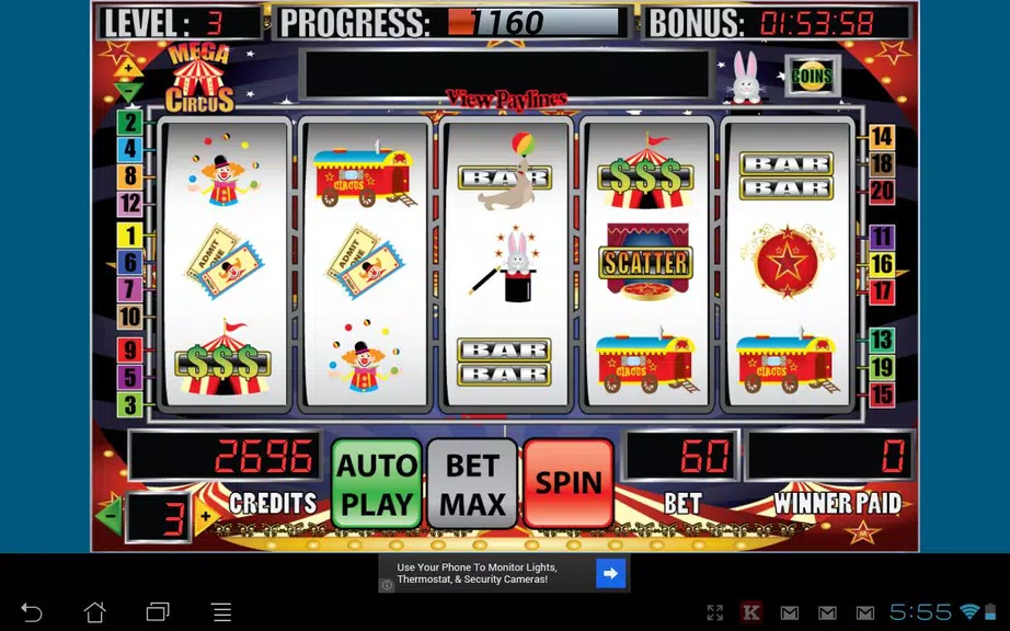 Mega Circus Slot Machine Screenshot 1