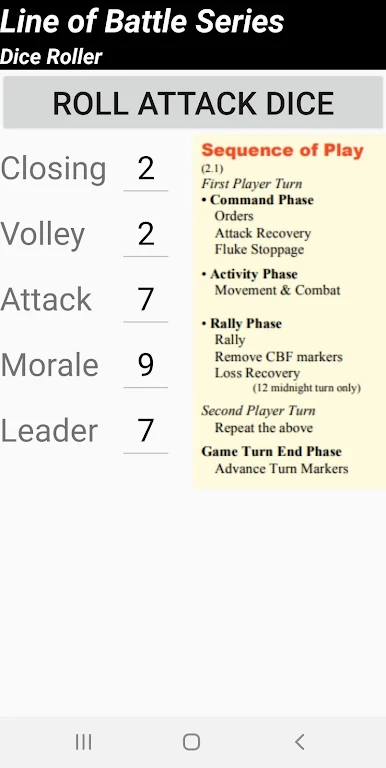 Line of Battle Dice Roller Screenshot 1 
