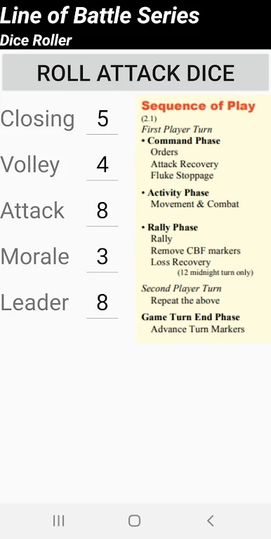 Line of Battle Dice Roller Screenshot 2 