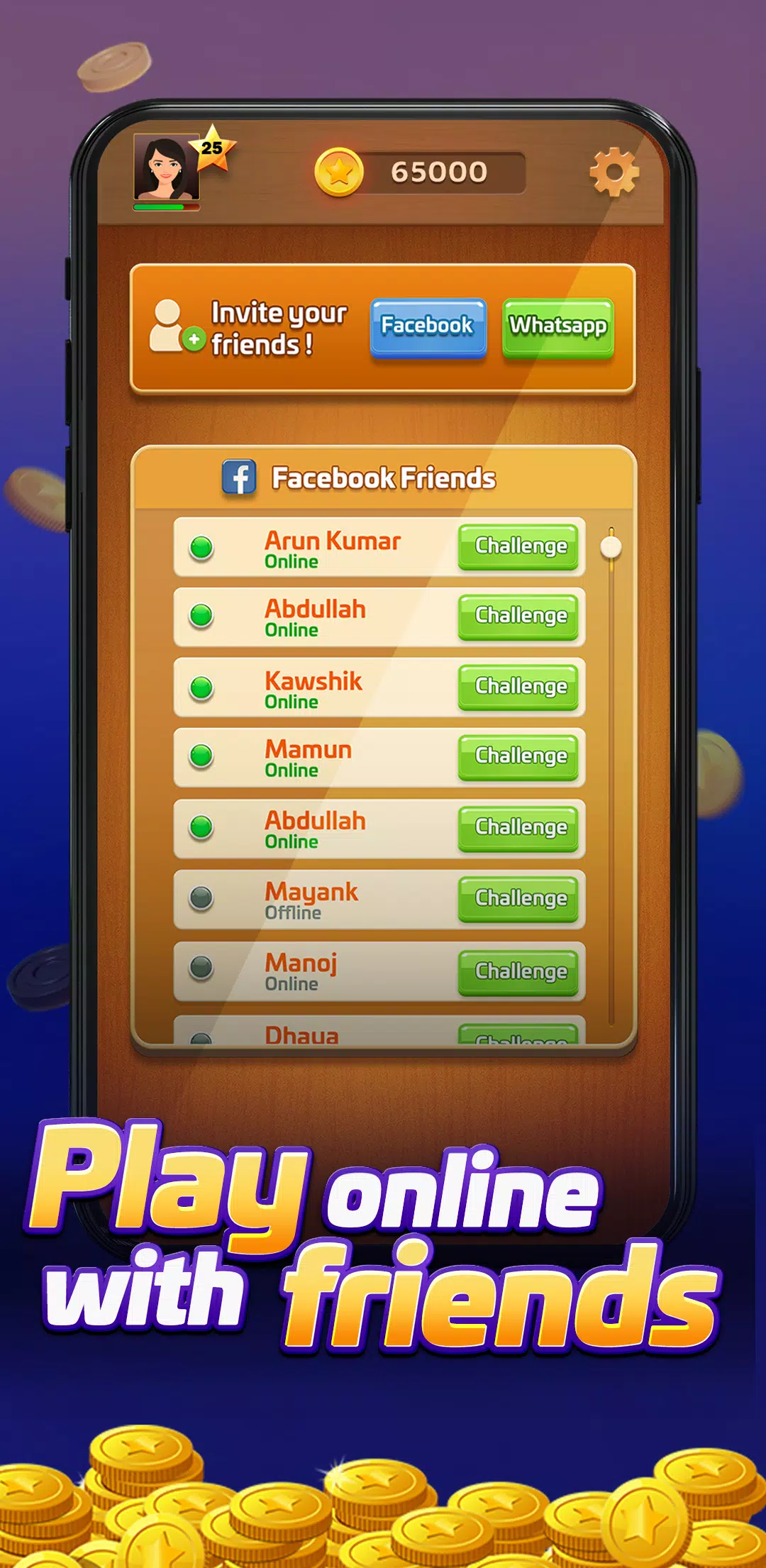 Carrom Gold : Multiplayer Friends Board Games King Screenshot 1 