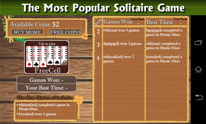 Freecell Patience Solitaire Screenshot 1 