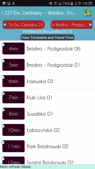 Warsaw ZTM Bus Timetable Screenshot 3