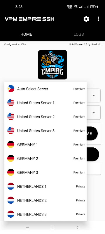 VPN EMPIRE SSH Screenshot 2