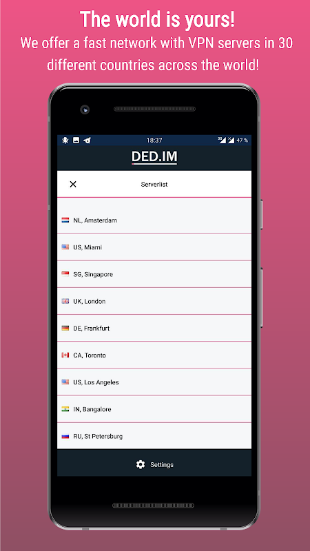 DED.IM VPN - High speed and secure VPN Screenshot 2 