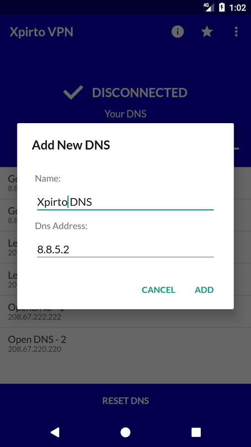 Xpirto VPN & DNS Changer - (No root required) Screenshot 3 