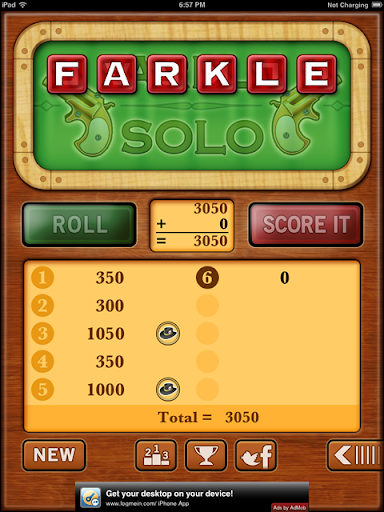 Farkle Solo Solitaire - Free Screenshot 2