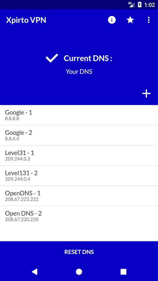 Xpirto VPN & DNS Changer - (No root required) Screenshot 2 