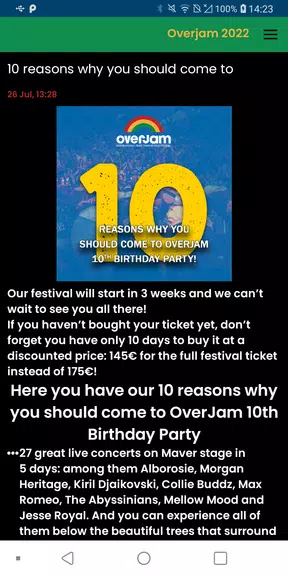 Overjam Festival App Screenshot 1