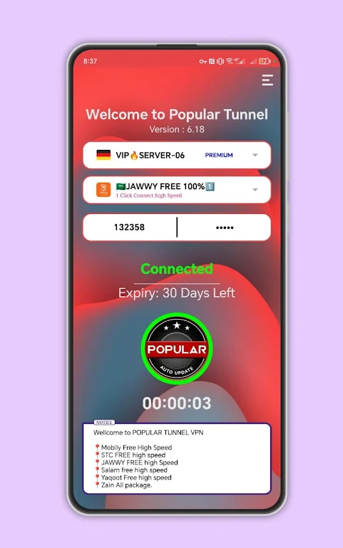 Popular tunnel proxy vpn Screenshot 1