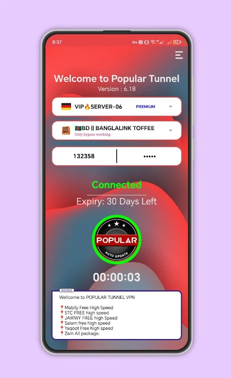 Popular tunnel proxy vpn Screenshot 4