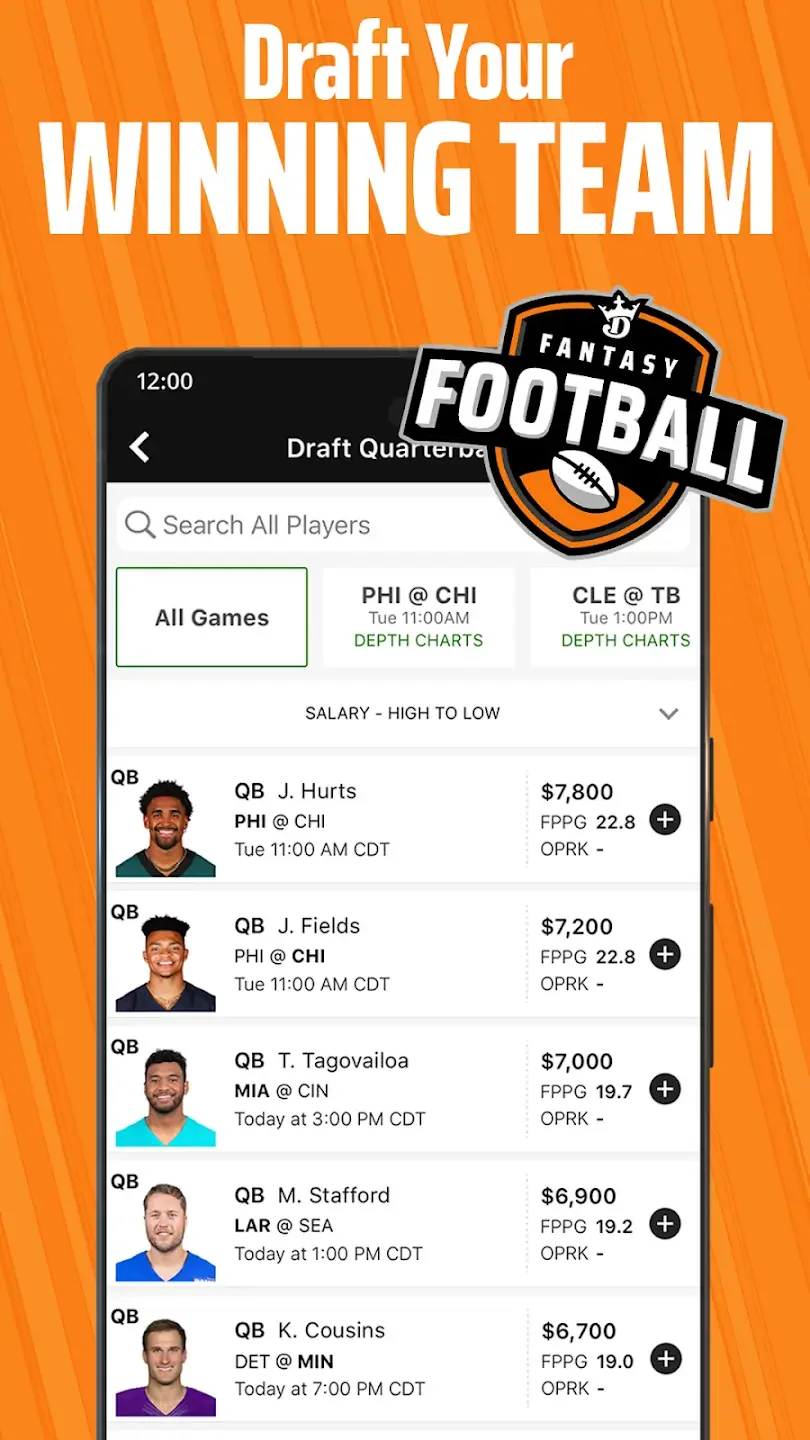 DraftKings Fantasy Sports Screenshot 1