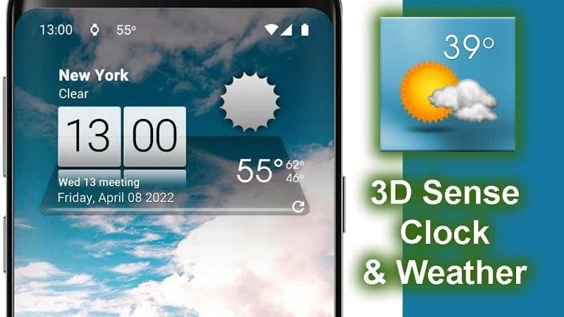 3D Sense Clock & Weather Screenshot 1 