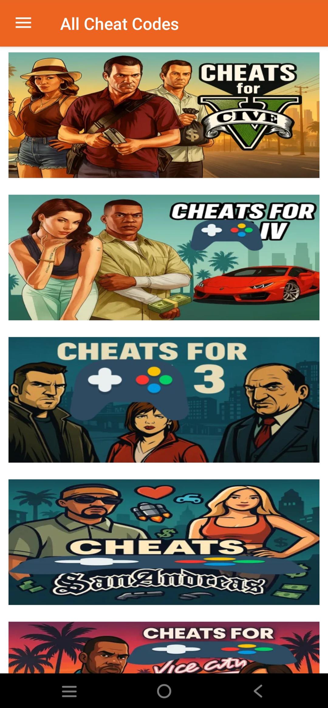 Cheats for all gta Screenshot 2 