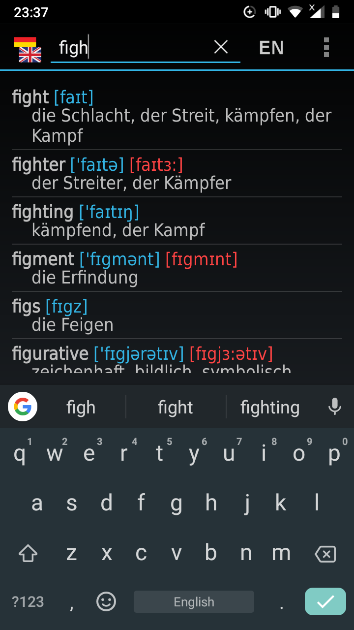 German - English offline dict. Screenshot 3
