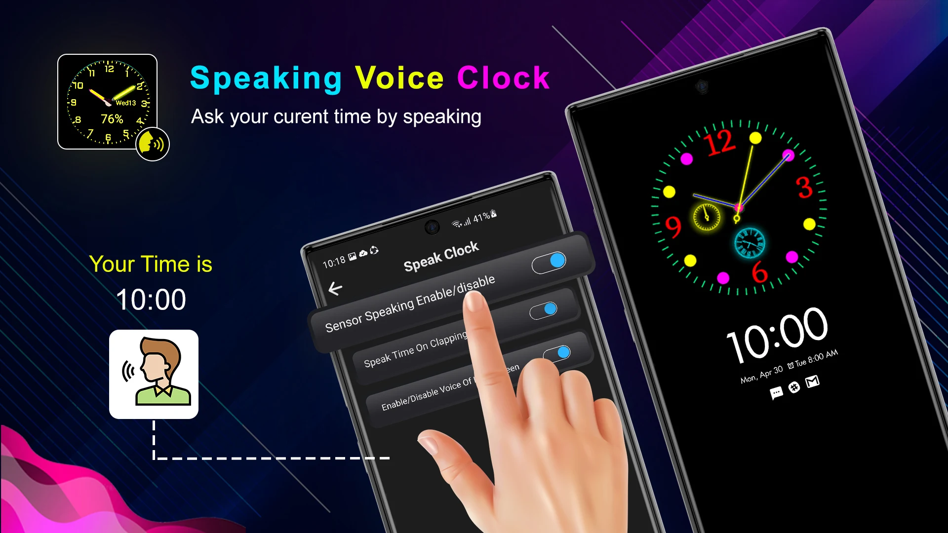 Speak Clock Smart Watch AOD Screenshot 9 
