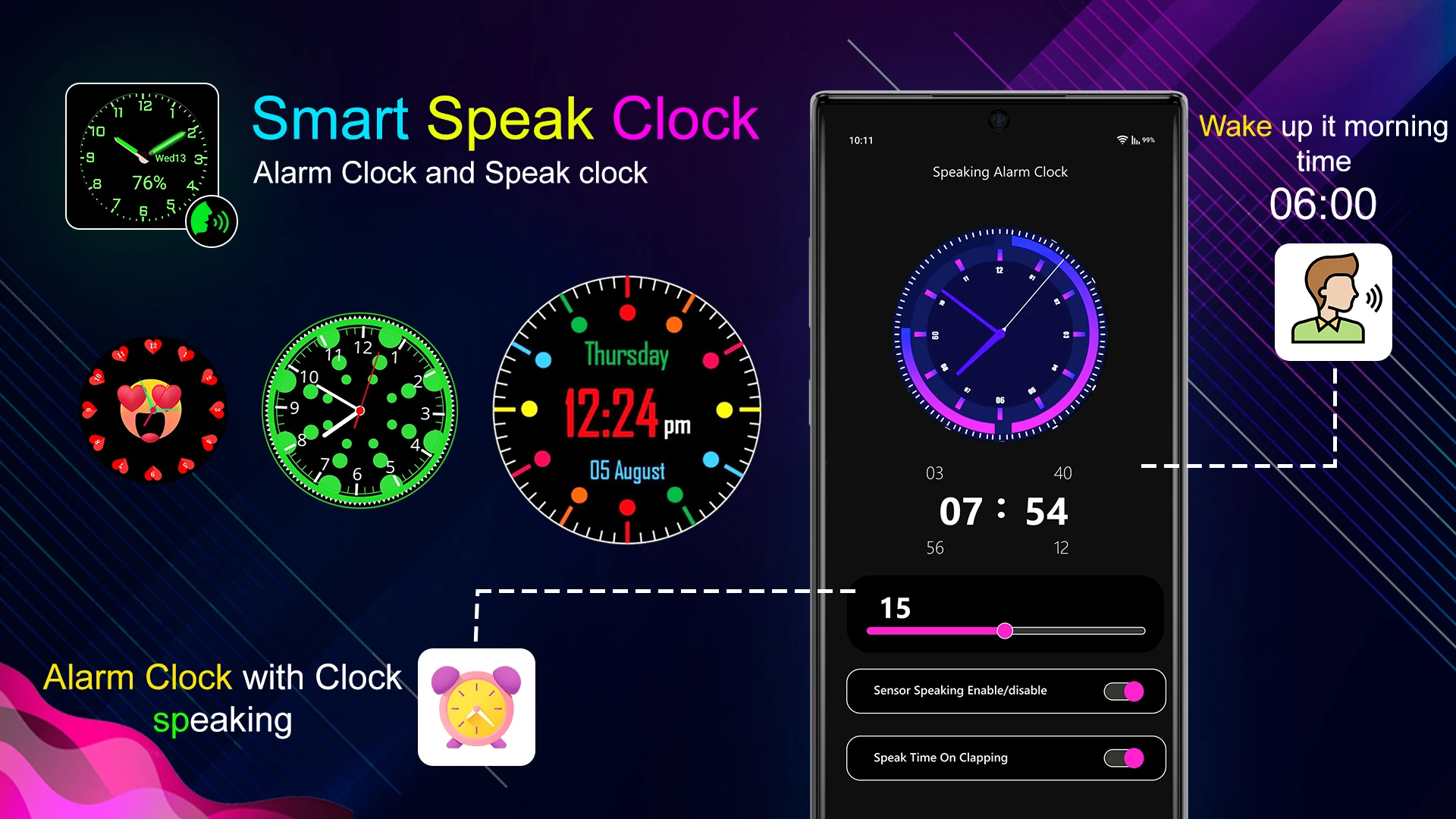 Speak Clock Smart Watch AOD Screenshot 7 