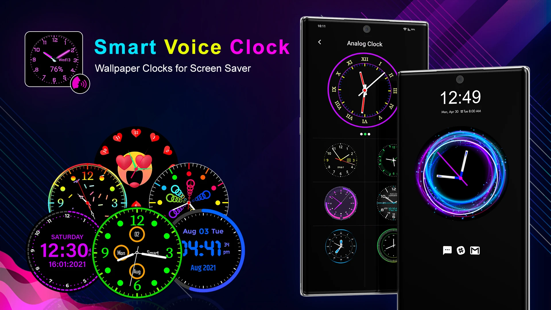 Speak Clock Smart Watch AOD Screenshot 4 