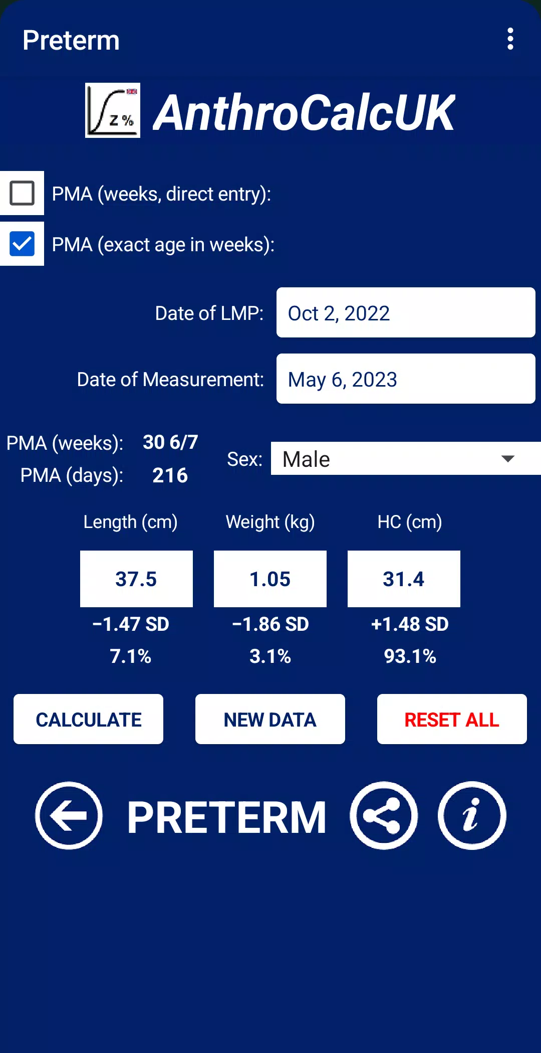 AnthroCalcUK Screenshot 5