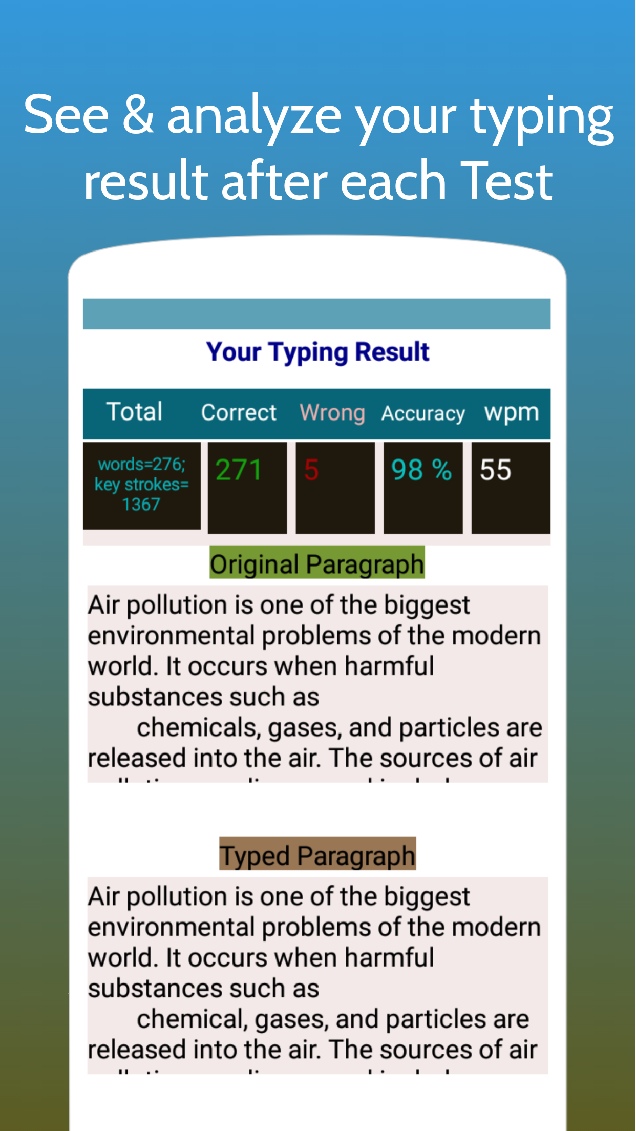 Typing Test App for Exams Screenshot 4 