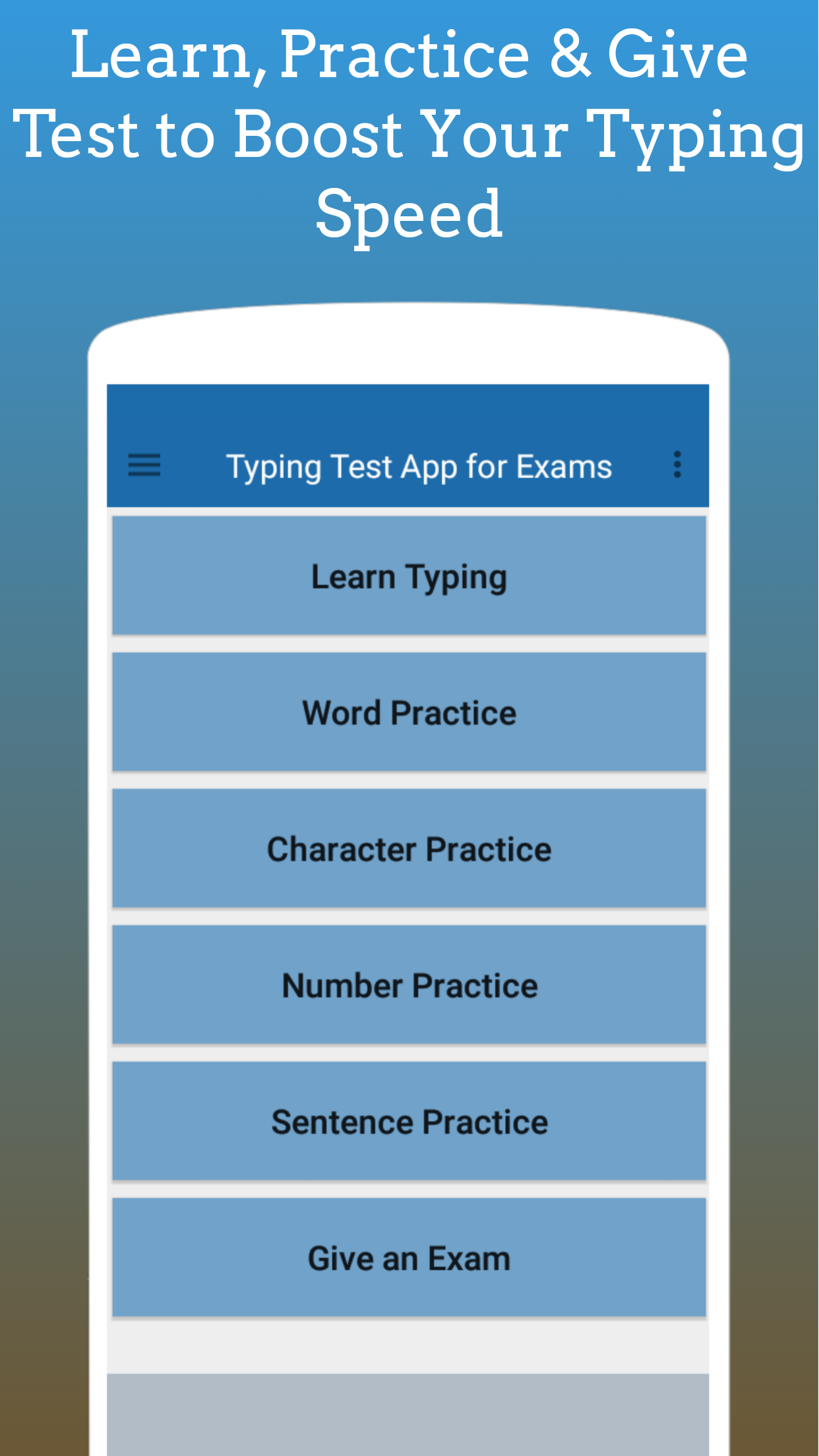 Typing Test App for Exams Screenshot 1 