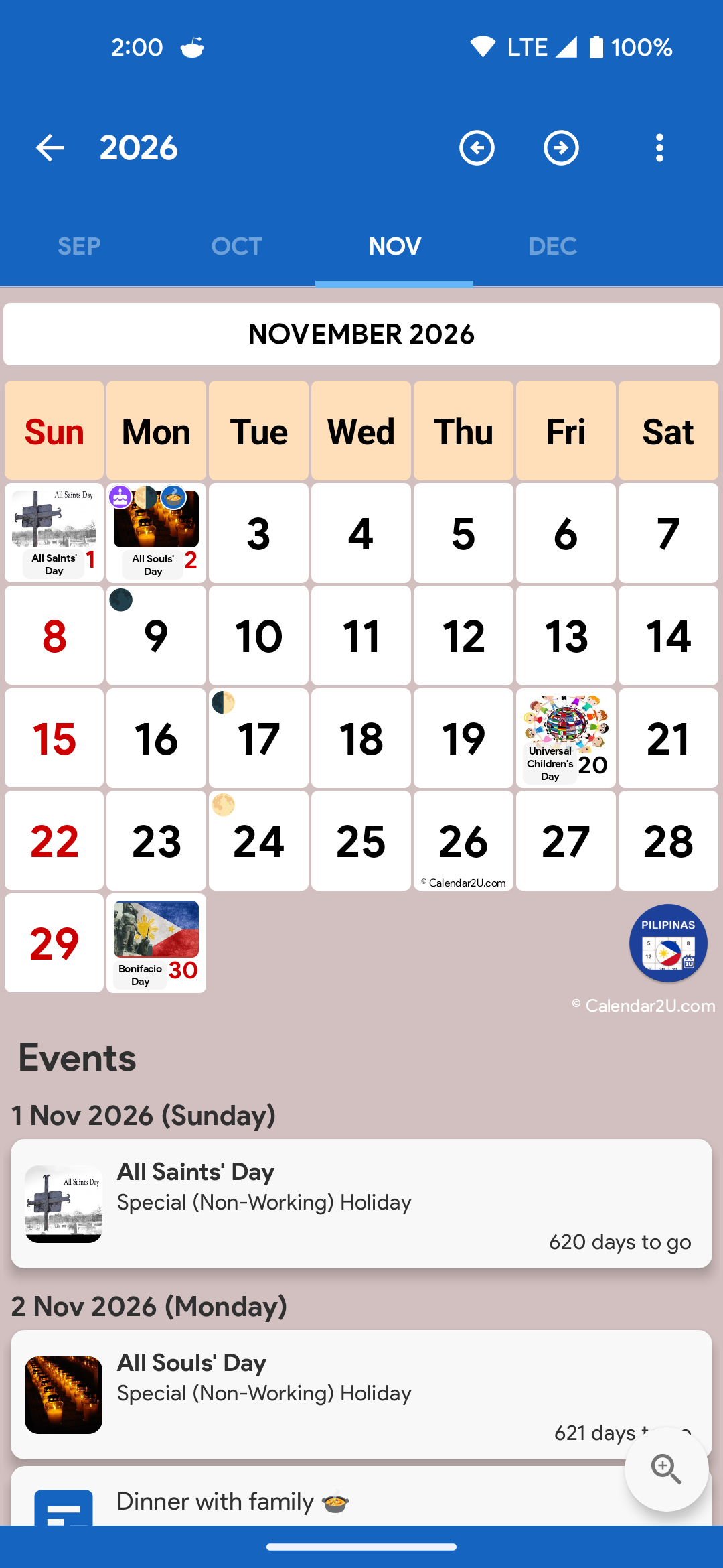 Philippines Calendar Screenshot 1