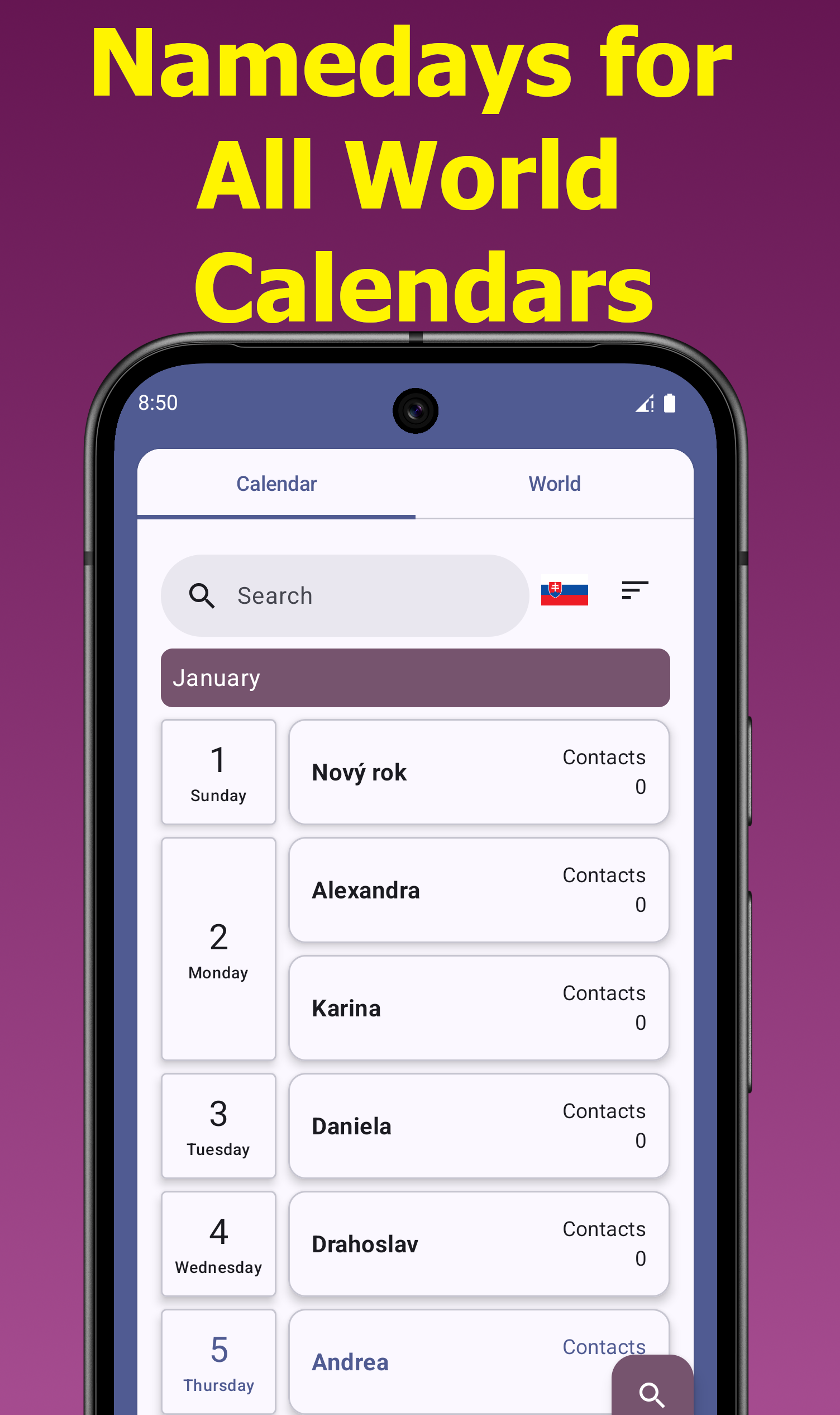Calendar: Names and Birthdays Screenshot 4